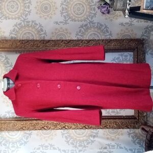 Vintage Collection by Gallery red tweed single breasted peacoat wool ble…